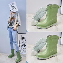 Rain Shoes Women Fashion Models Outwear Water Shoes Middle Cylinder Rain Boots Low Help Non-slip Waterproof Shoes Kitchen Working Shoes Glue Shoes Cover Shoes