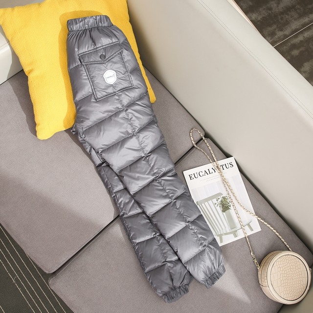 Winter down trousers inner and outer wear pants thick high waist women's white duck velvet trousers female money outdoor straight pants Winter down trousers inner and outer wear pants thick high waist women's white duck velvet trousers female money outdoor straight pants