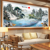 Flow water raw wealth 2021 cross stitch handmade new full embroidery living room line embroidery 2020 landscape painting home atmosphere