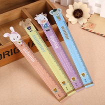 Cute rabbit ruler wavy line cartoon animal students mark the measuring ruler with a 15cm plastic ruler