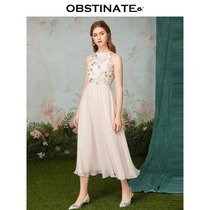 Stubborn 2021 Summer New Vintage Princess Embroidered Stand Collar Long Joker Dress GZ19BLQ4274