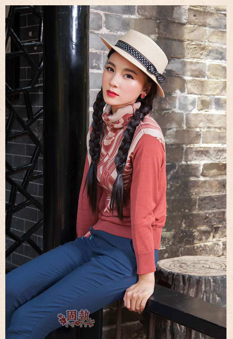 固执2016春装新款女装文艺复古百搭修身高领长袖毛衣