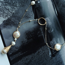 Light luxury natural pearl handmade sweater chain long necklace
