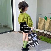 2022 autumn winter new girl sweet and beautiful suit Korean version female baby cow oil gown cardiovert pants two sets of damp
