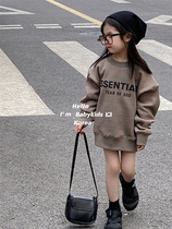 South Korean childrens clothing 2022 Winter womens baby Trendy Letters Necropolis Han Edition Girl Thicken Grabbing Fleece blouses Korean version of the tide