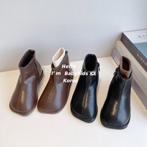 Korean Boy Dress 2022 Autumn Winter Girl Genuine Leather Boots Girl Soft Bottom Princess Short Boots Korean Version Female baby Martin boots