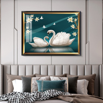 Qinser and Ming European style modern bedroom decoration painting Swan small warm master bedroom bedside hanging painting Hotel mural