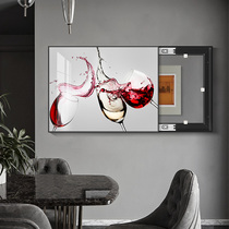 Wine glass meter box decoration painting light luxury restaurant empty box electric box distribution box electric meter box can push and pull hanging painting