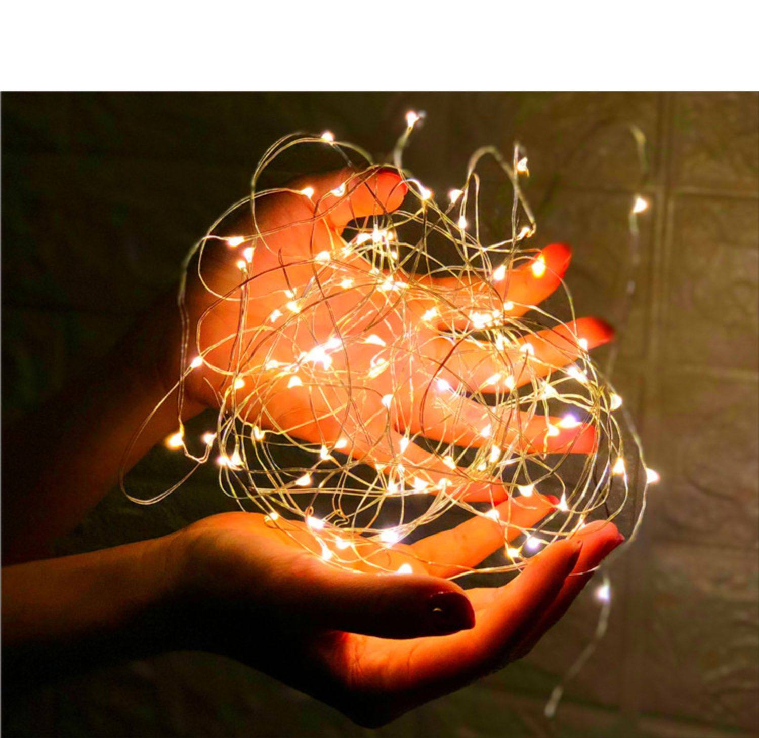 装饰挂灯铜丝节日宿舍led小满天星灯闪灯网彩灯铜线串灯房间红灯