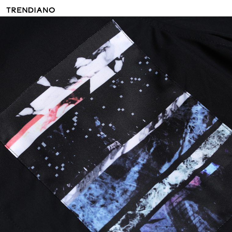 【多件多折】TRENDIANO棉质拼接印花短袖衬衫3152011750