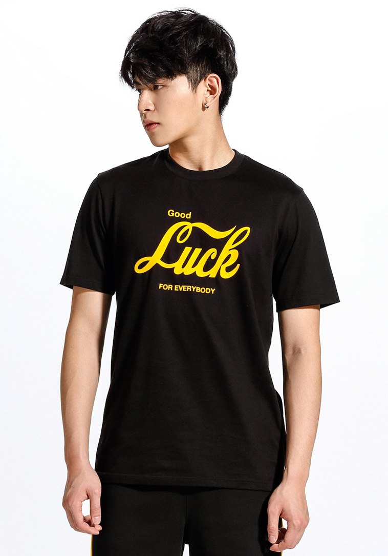 trendiano纯棉字母圆领短袖t恤