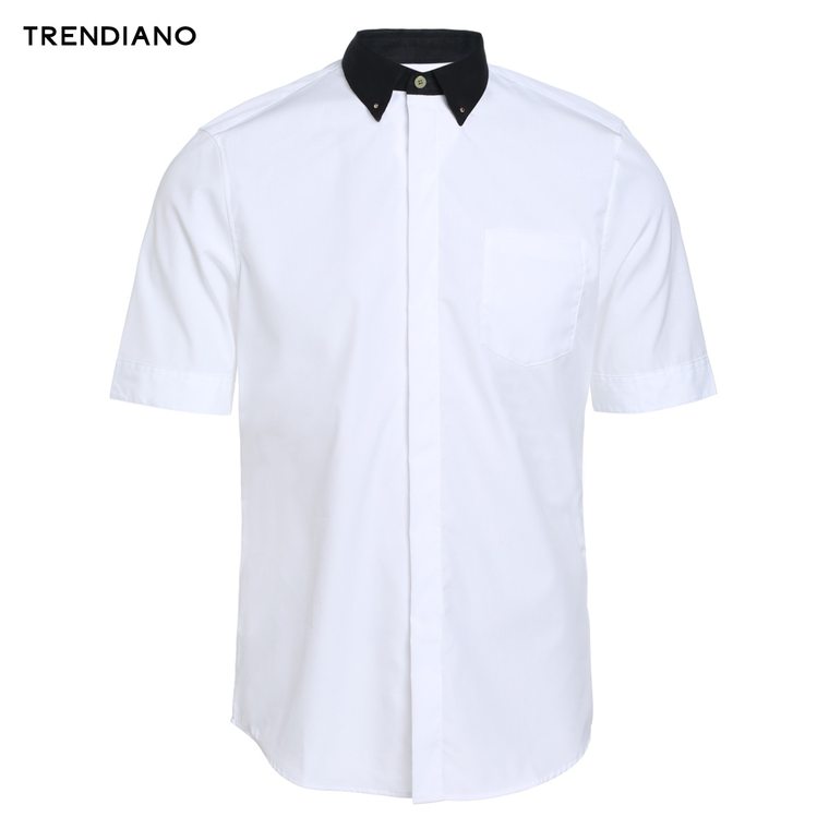 【多件多折】TRENDIANO休闲棉质拼接短袖衬衫3152010830