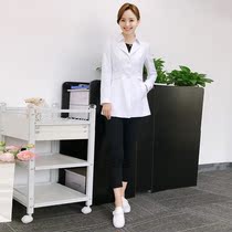 High-end Korean version white coat of white coat woman doctor conserved with long sleeve hospital work clothes beauty salon medicine shop Nursing wear
