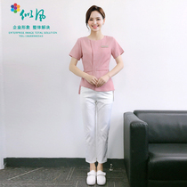 Summer new slim-fit beautician work clothes Womens football bath technician Health hall foot therapy shop club temperament fashion suit