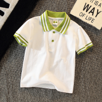 Boy pure cotton short sleeve T-shirt thin section collar child pure color summer clothes white shirt Polo CUHK Scout