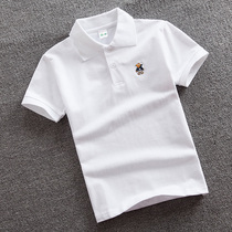 Child Clothing Summer Clothing Children Short Sleeves POLO Shirt Boy Girl White Pure Cotton Half Sleeve Class Elementary School Student T-Shirt School Uniform