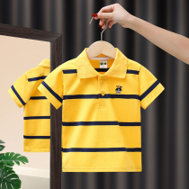 Boy short sleeve T-shirt pure cotton Child turned collar striped Compassionate Blouse Boy Baby Boy Clothing Summer Dress Shirt Thin