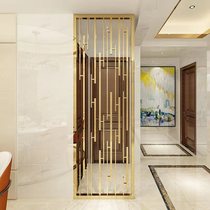 Custom Stainless Steel Screen Partition Titanium Gold Light Extravagant Minimalist Modern Living Room Entrance Door Metal Genguan Decoration