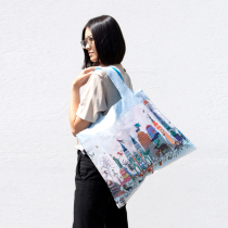 German fashion eco-friendly bag folding portable shopping bag large capacity splash water art single shoulder bag world impression