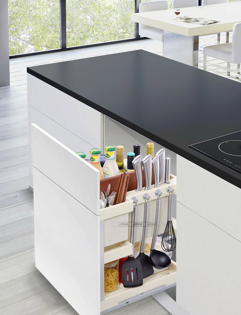 阿萨斯拉篮abs环保塑料厨房柜体调味篮抽屉置物架收纳拉篮阻尼_5折