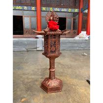 Supply temple outdoor upright imitation antique Chinese copper oil lamp Buddhist door Changming lamp open-air pendulum Incense Burner Customize