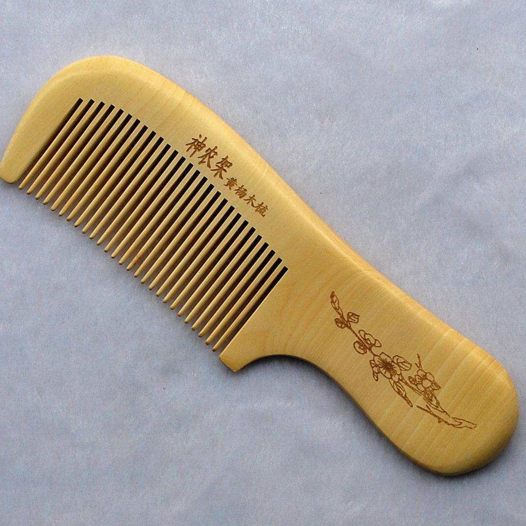 【木刻印记】带手柄黄杨木梳子刻字照片个性定制礼物 大把整木梳