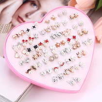 Japan and South Korea simple Joker boxed plastic needles anti-allergic studs student female temperament personality glue stick small earrings earrings earrings