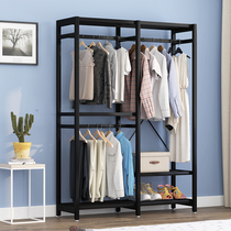 Simple floor hanger home bedroom open wardrobe storage wrought iron cloakroom multi-functional rack