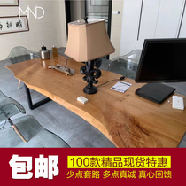 loft American computer table retro solid wood table iron simple desk rectangular office conference table writing desk