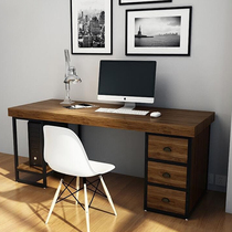 loft American solid wood computer desktop table and chair combination with drawer industrial wind storage desk table Workbench customization