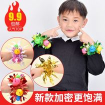 Childrens table performance leather band hand flower kindergarten dance dance wrist flower June 1 sports meeting props Bell bracelet flower