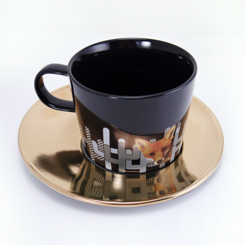 美国品牌chillichilly 黑色动物咖啡杯连碟套独特创意男士马克杯