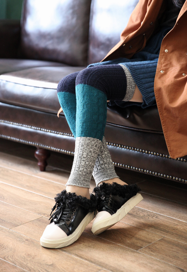 女士秋冬新款袜套加厚保暖过膝腿套羊毛堆堆袜针织护膝美腿脚套