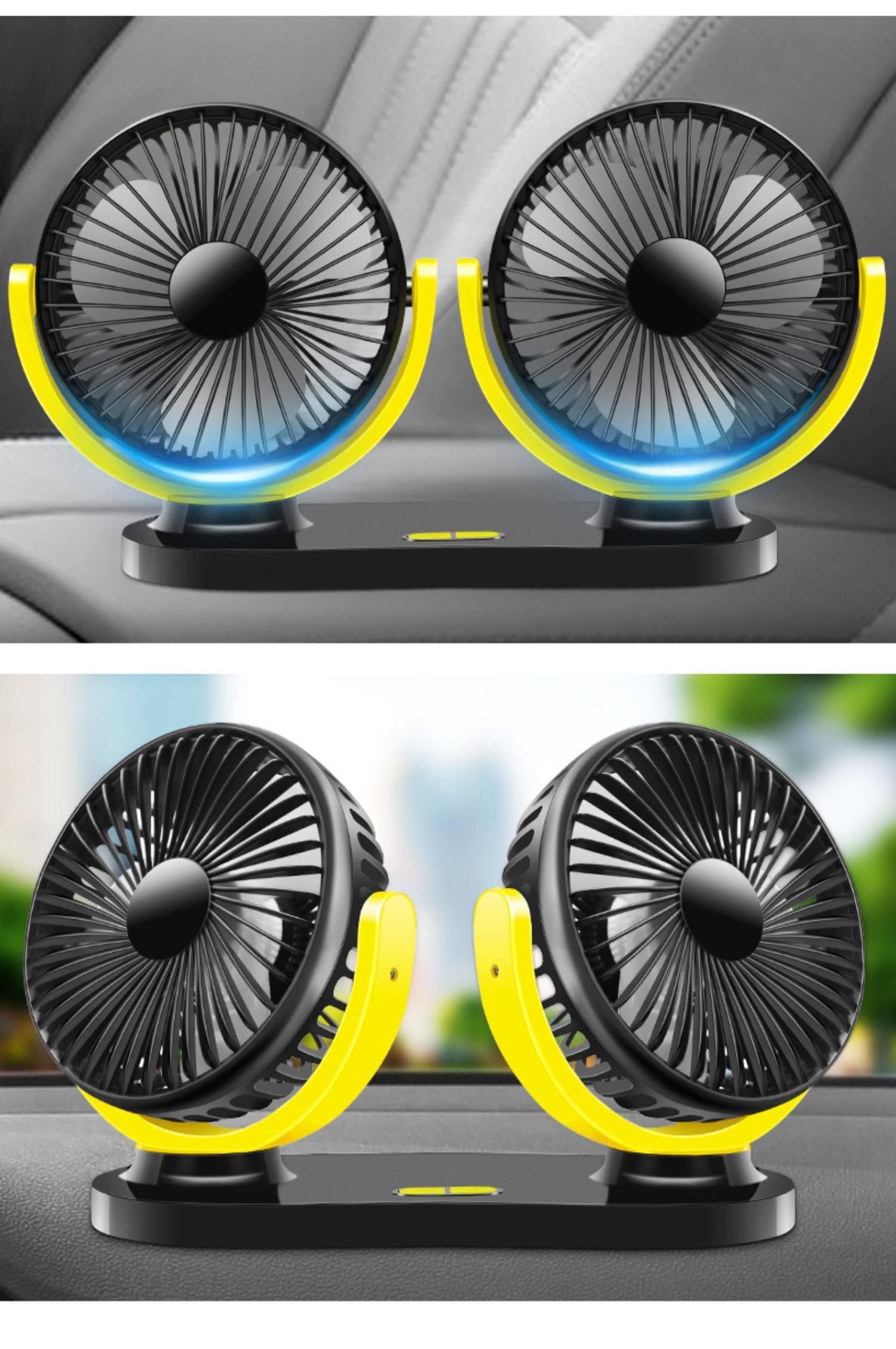 汽车载风扇轿车用双头12v24v面包车小货车内夏季强力大风力电风扇