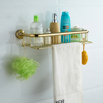 LAIER Lille Golden Bathroom Shelve Wall-mounted Toilet Full Copper Bronze Basket Multifunction Towel Rod Lagoon