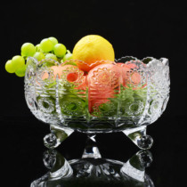European style high-grade large crystal glass fruit plate modern living room creative with foot bucket household transparent fruit bowl