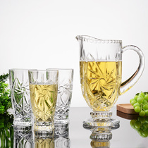 Foreign trade European high-grade carved glass cold kettle creative thickened heat-resistant five-piece household water cup tie pot