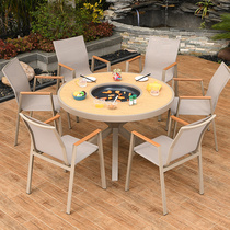 Outdoor Barbecue Table Nordic Aluminum Alloy Home Outdoor Terrace Open-air Balcony Waterproof dual-use Villa Courtyard Table and chairs