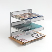 Iron Art Three-layer File Book Newspaper Shelf Wall-mounted Metal Grid Home Miscellaneous Office Stationery Collection