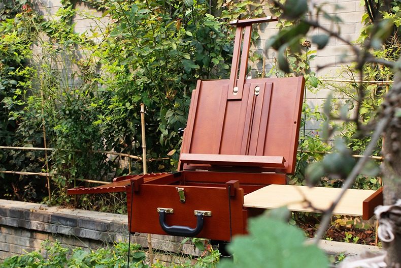 布格罗油画箱便携写生画箱多功能画架木制手提美术箱折叠水彩画箱_7折