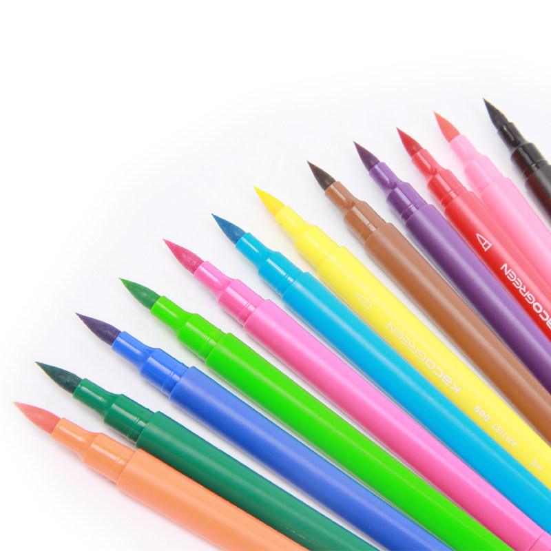 kaco12色双头水彩笔绘图笔手帐笔笔学生文具画笔马克笔勾线笔_7折现价