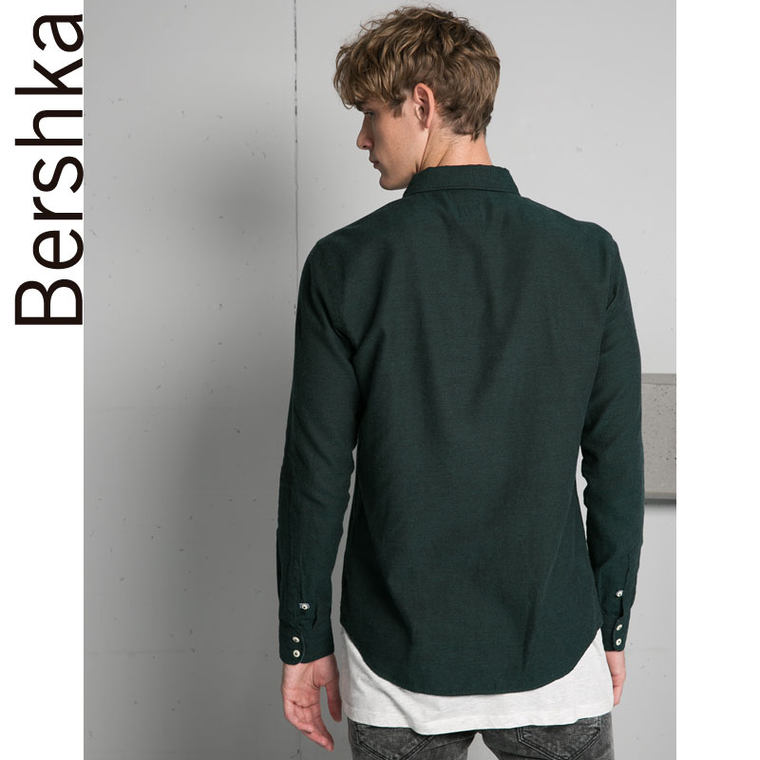 Bershka 天鹅绒纯色衬衫 05906242