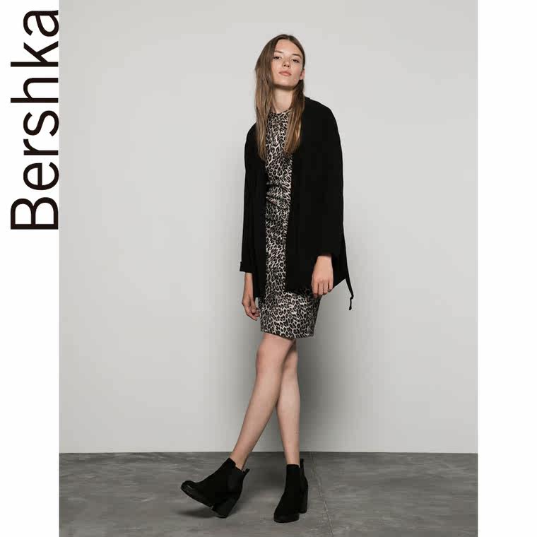 Bershka Bershka 立领豹纹印花连衣裙 05402187