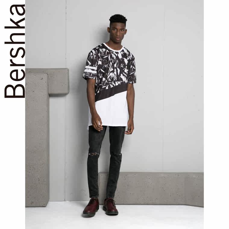 Bershka 印花拼接 T 恤衫 07994033