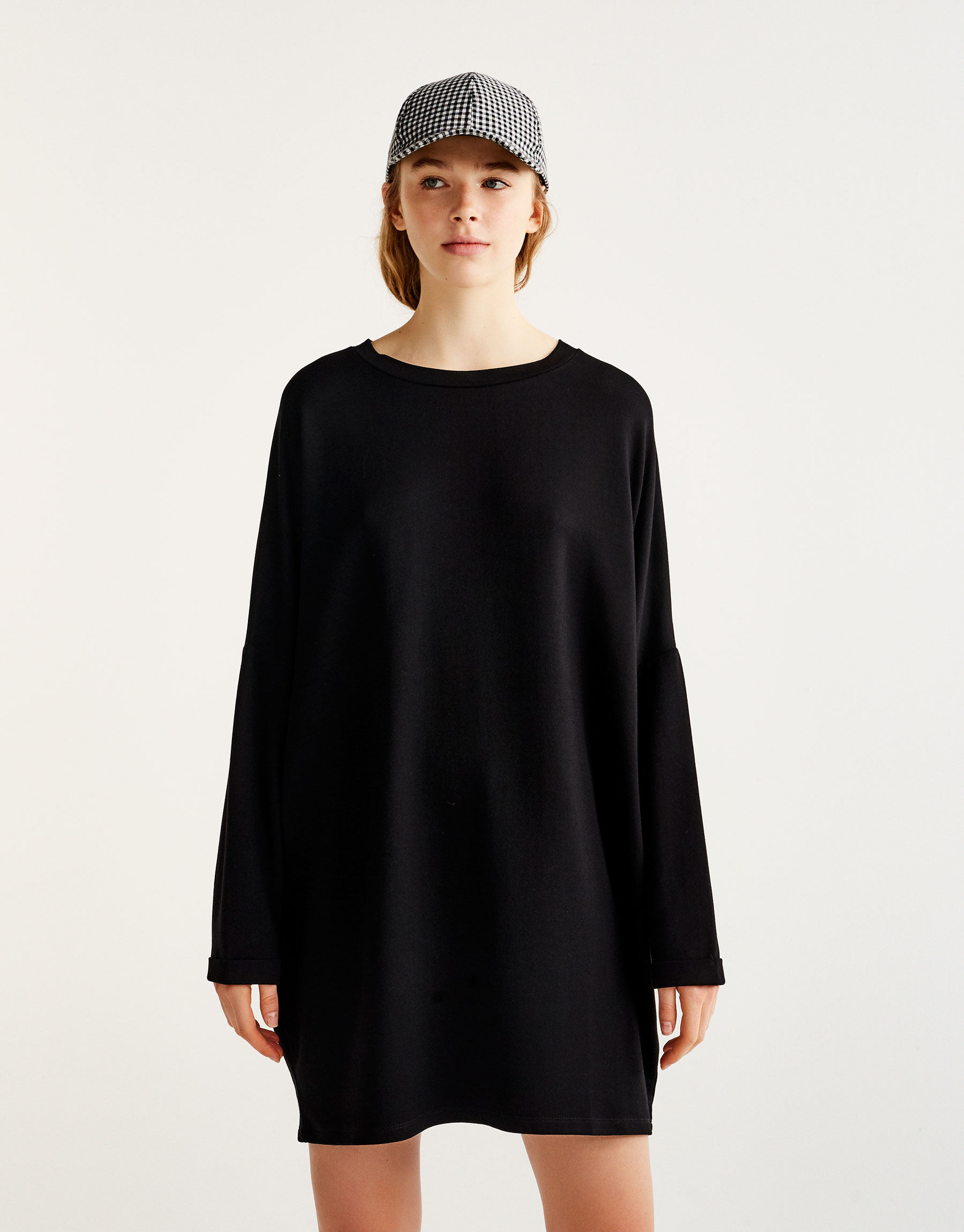 pullandbear 女士茧型长袖连衣裙 09395323