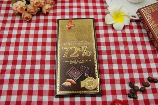 特价10个包邮俄罗斯进口 cnapmak斯巴达克 经典72%可可纯黑巧克力_双