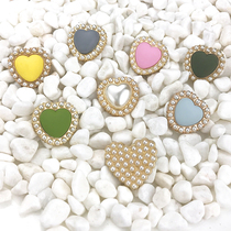 Love heart shaped high-end button metal decoration peach heart button top female cardigan wild coat sweater peach heart color