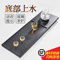 Whole black gold stone tea tray set Stone tea table Four-in-one tea sea Induction cooker Free lettering on the bottom of the water