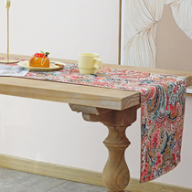 TV cabinet cover American cotton linen print fabric long striped tea table cloth ins thick dustproof shoe cabinet drawer table cloth