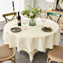 Tablecloth fabric Round household waterproof tablecloth Solid color satin jacquard Restaurant hotel hotel round table cloth Table cloth